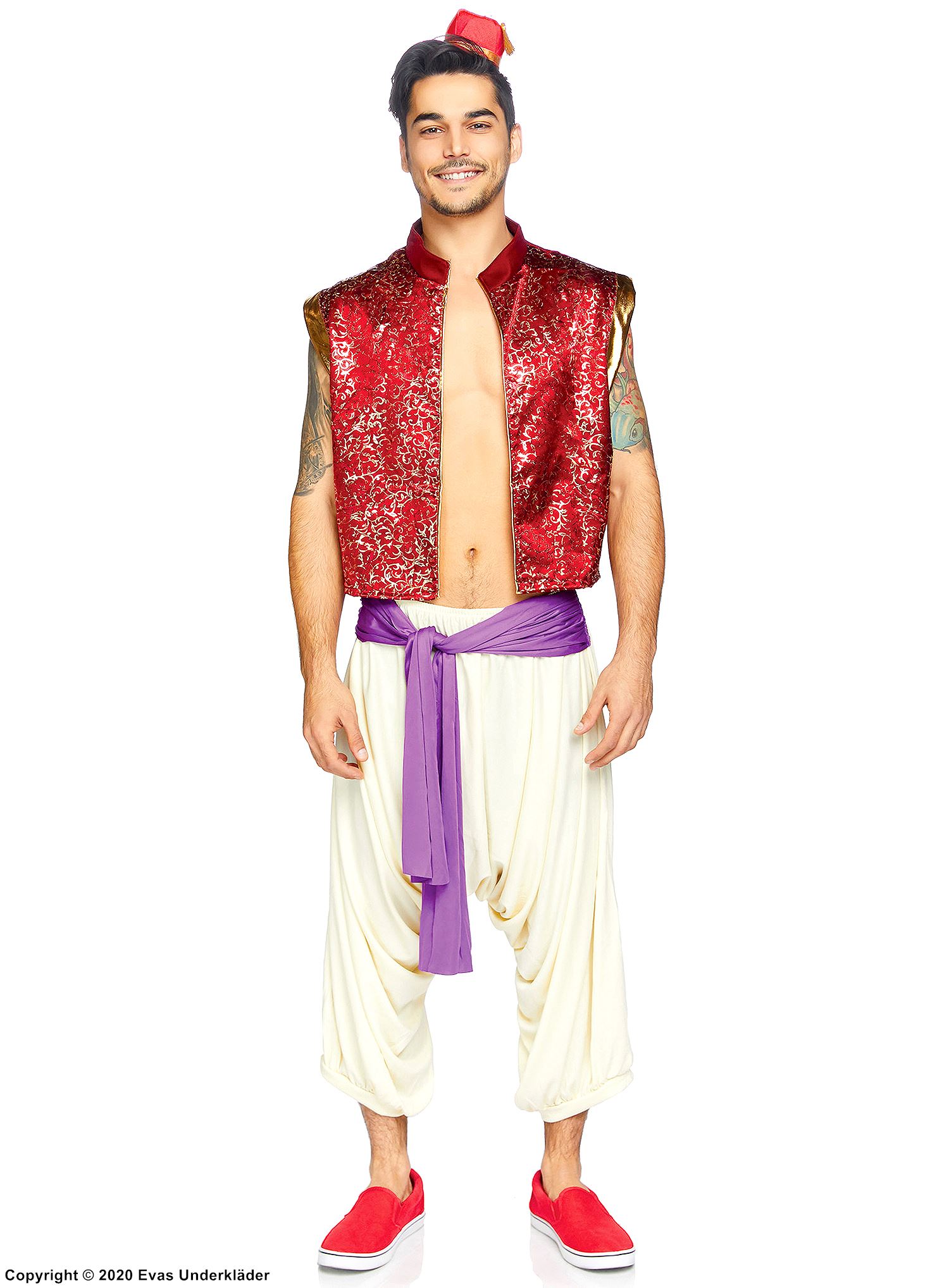 Aladdin, costume top and pants, sash